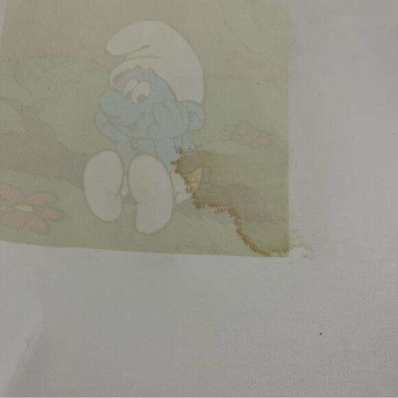 FAB-KNIT Vintage 80s Smurf V-Neck Jersey Tee Youth XL - Picture 7 of 7